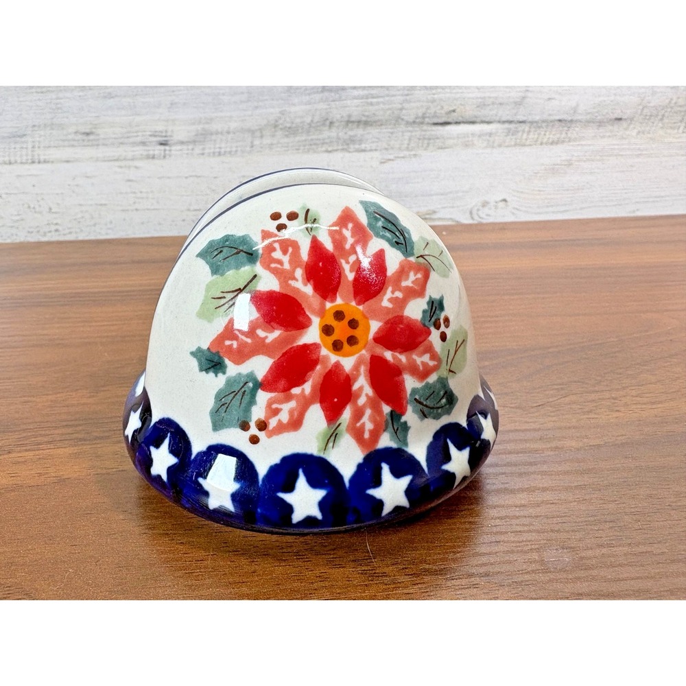 Boleslawiec Poland Polish Pottery Floral Hand Painted Napkin Holder